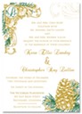 Gold and Green Winter Pinecone Wedding Invitation