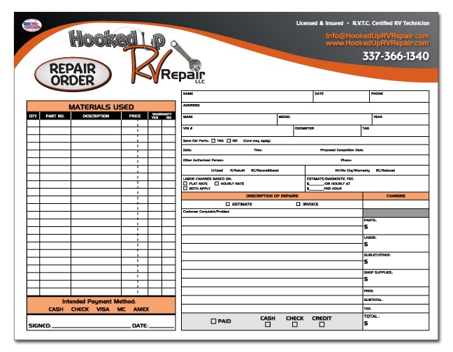 Hooked_Up_RV_Repair_NCR_Duplicate_Forms