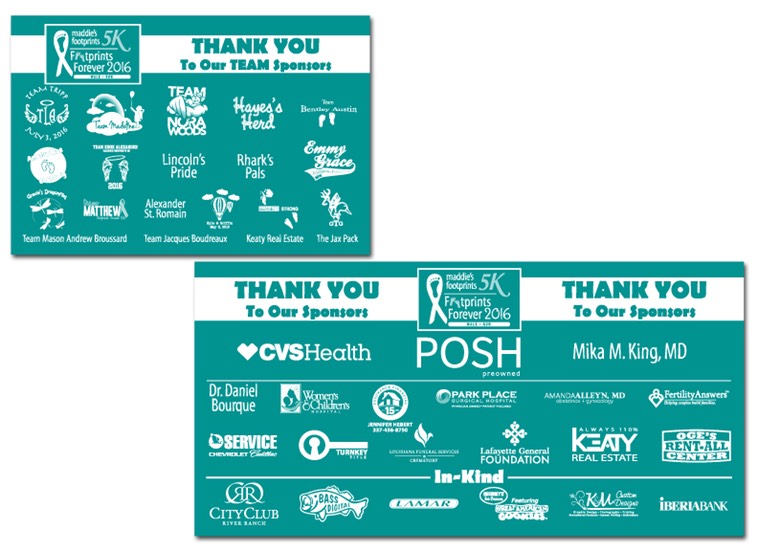 Maddies Footprints - Footprints Forever 2016 Banners